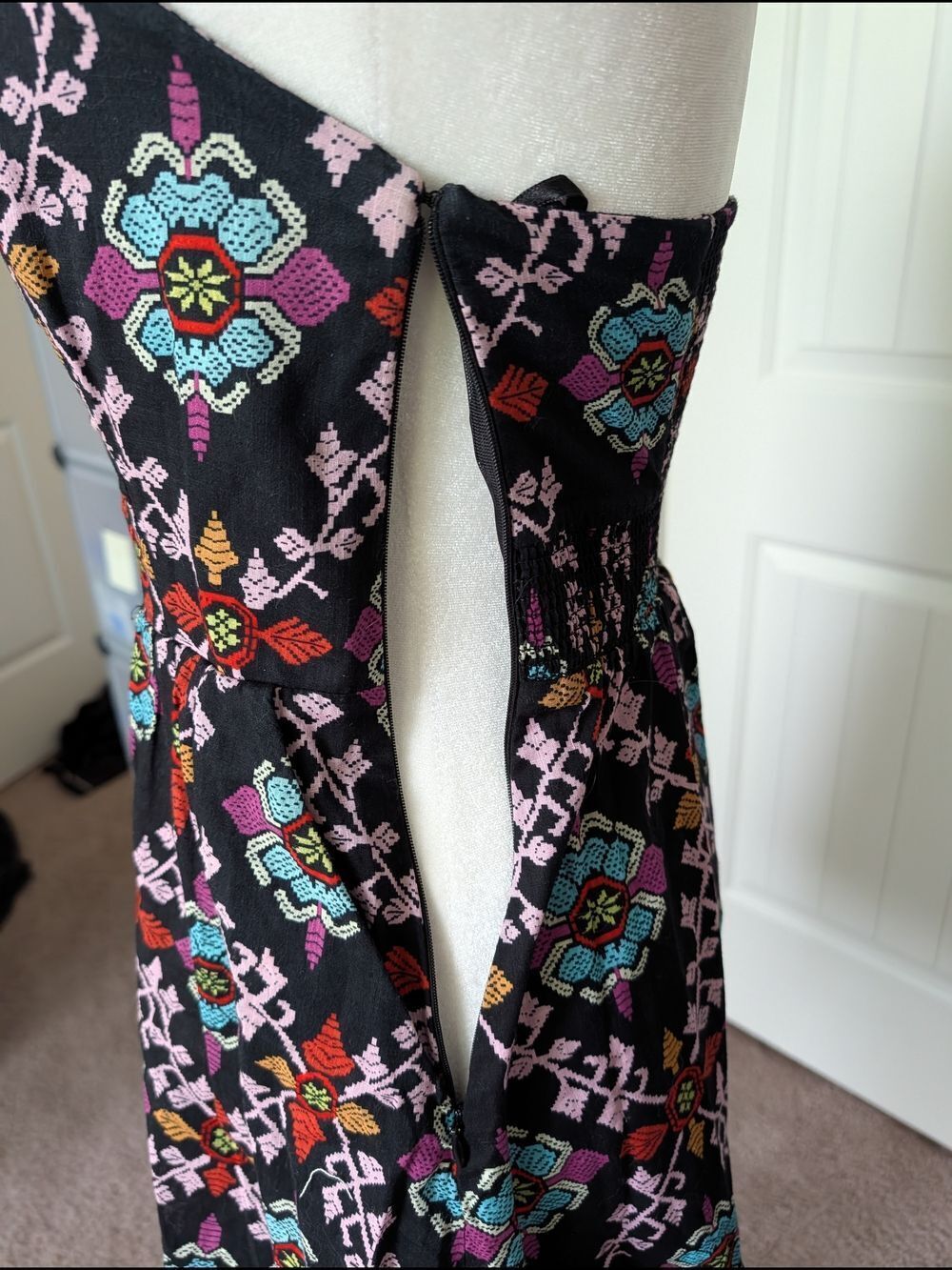 Anthropologie Edme Esyllte Primula Black Geometric Print Halter Sundress Size 2 - Picture 8 of 11